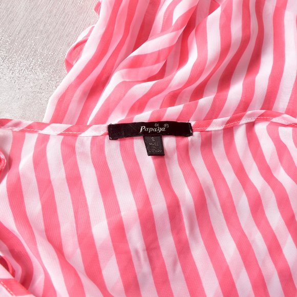 Papaya Sheer Pink Stripe Front Pocket Tank Top Size Small - Picture 4 of 7